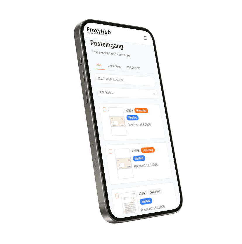 ProxyHub mobile inbox